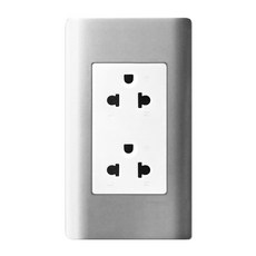 Schneider Electric 施耐德電機 ZENcelo系列 5.5線徑 歐/美規 250V通用雙插座 銀灰色, 1個