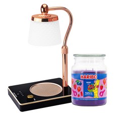 HARIBO 大罐香氛蠟燭 + 可調亮度高度浪漫情調融蠟燈套組, 黑色(融蠟燈), 綜合莓果