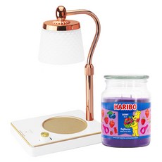 HARIBO 大罐香氛蠟燭 + 可調亮度高度浪漫情調融蠟燈組, 白色(融蠟燈), 綜合莓果