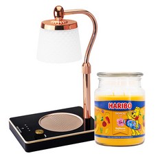 HARIBO 大罐香氛蠟燭 + 可調亮度高度浪漫情調融蠟燈組, 黑色(融蠟燈), 熱帶樂趣