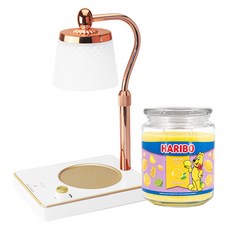 HARIBO 大罐香氛蠟燭 + 可調亮度高度浪漫情調融蠟燈套組, 白色(融蠟燈), 檸檬水果