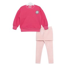 Uravi 兒童刷毛大學T + 羅紋裙子內搭褲套組