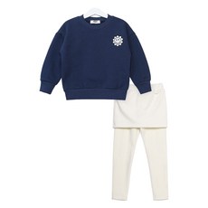 Uravi 兒童刷毛大學T + 羅紋裙子內搭褲套組