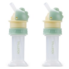 TALLSTOY Dino便攜式矽膠吸管蓋套組, 2組, 吸管+收納盒