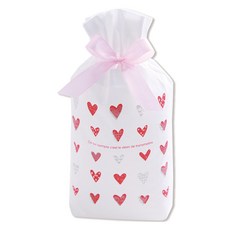 Inp 粉紅色銀色心形絲帶禮品袋小號 12 x 17 + 6cm, 50入, 1個