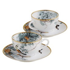 에르메스 카네츠 데콰퇴르 티컵앤소서 2인 세트 038016p, 혼합색상, 1세트