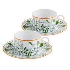 에르메스 워크인더가든 티컵앤소서 2인 세트 043016p, 그린, 1세트