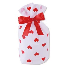 아이엔피 레드 하트 리본 구디백 소 12 x 17 + 6 cm, 50개입, 1개