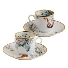 HERMES 愛馬仕 Carnets d'Equateur 義式濃縮咖啡杯盤雙人組 038017p, 1套, 混合色