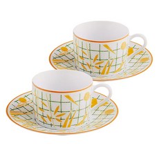 에르메스 워크인더가든 티컵앤소서 2인 세트 043116p, 옐로우, 1세트