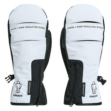 Romp TV拉鍊滑雪手套 雙手穿戴, 1套, 白色
