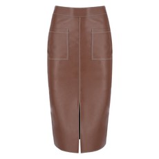 비키(VIKI) 여성용 스티치 포켓 H라인 레더 스커트 THSZX2343