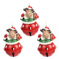 Homeflow 坐著娃娃的聖誕樹裝飾 110g, 3個, 紅色馴鹿鈴鐺