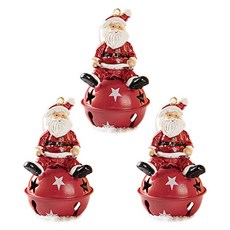 Homeflow 娃娃坐姿聖誕樹裝飾 40g, 紅色聖誕老人鈴鐺, 3個