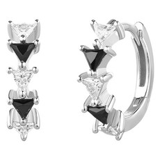 아니아하이에 여성용 블랙 앤 화이트 트라이앵클 925 실버 링 귀걸이 E059-13H