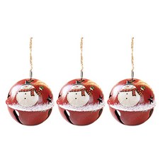 Homeflow 圓形聖誕樹裝飾鈴鐺 65g, 紅色雪人鈴鐺, 3個
