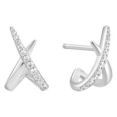 아니아하이에 여성용 키스 꼬임 파베 925 실버 스터드 귀걸이 E057-03H