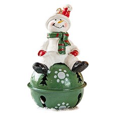 Homeflow 娃娃坐姿聖誕樹裝飾 40g, 綠色雪人鈴鐺, 1個