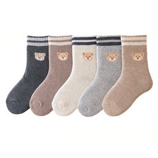 IBboom 男童加厚條紋小熊防寒襪5雙組 H89