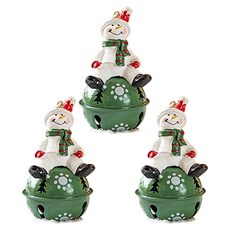 홈플로우 坐姿娃娃聖誕樹裝飾 40g, 綠色雪人鈴鐺, 3個