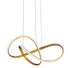 DAYON LED 勿忘我香水吊燈餐桌燈 30W + 丁腈手套 2入組, 金色 + 自然白