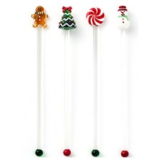 Modern House XMAS Merity Party 玻璃攪拌棒顏色 4 件組, 1組, 透明