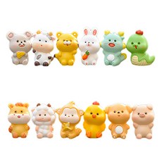 Homeflow 十二生肖 動物 家居室內裝飾 微型公仔 裝飾品, 混合色