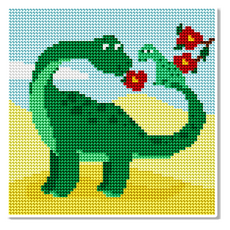 Momofix Painting 帆布型 動物 恐龍 鑽石畫套組 20 x 20 cm, DB03 腕龍