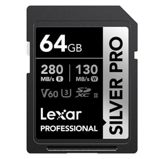 Lexar 雷克沙 SD SILVER PRO V60 4K 記憶卡 支援 Canon 索尼 尼康 富士 相機, 1個, 64GB