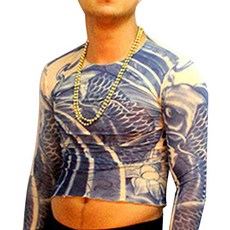 裝扮用刺青效果長袖T恤, 藍色, 1個