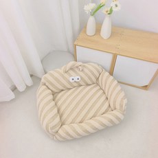 퍼피드림 반려동물 빅아이즈 투톤 털방석 00097, 사선베이지, 1개