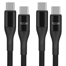 모조리 100W 노트북 충전 지원 PD 초고속 충전 케이블, 블랙, 2개, 1.2m
