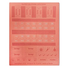 PLEPIC Days 皮革索引貼紙珊瑚粉色, 1個, 1入