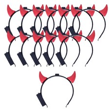 發光紅色惡魔角髮箍 S, 12個, 紅+黑