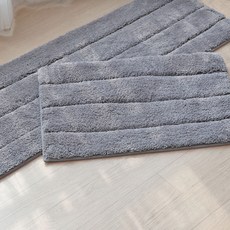 Living Plus 高品質頂級多用途防滑超細纖維地墊 2件組, 深灰色, 1個