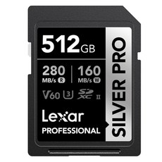 Lexar 雷克沙 SD SILVER PRO V60 4K 記憶卡支援佳能索尼尼康富士相機, 1個, 512GB