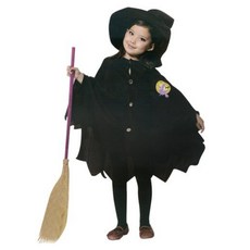 Stupid 兒童可愛女巫服裝 斗篷 + 帽子套組, 1套, 黑色