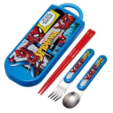 Skater TACC2AG 抗菌三件式餐具 湯匙 + 叉子 + 筷子 + 收納盒組, 漫威系列, 1套, 勺子+叉子+筷子+箱子