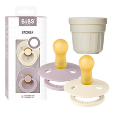 BIBS 컬러 고무 쪽쪽이 2종 + 전용캡 세트, 2단계, 아이보리, 더스키라일락, 1세트