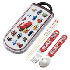 Skater TACC2AG 抗菌三件式餐具組 湯匙 + 叉子 + 筷子 + 外盒, 迪士尼汽車總動員, 1套, 湯匙+叉子+筷子