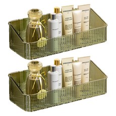 피어니스트 반투명 수납 벽걸이 랙 욕실선반, 그린, 2개