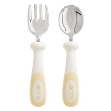 JOONIE 嬰兒自導式316不銹鋼湯匙+叉子套裝, 1套, 黃色
