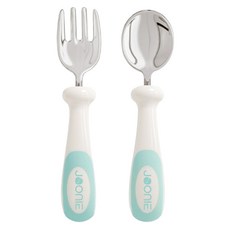 JOONIE 嬰兒自導式316不銹鋼湯匙+叉子套裝, 1套, 綠色