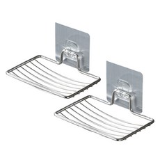 REAL PICKY 黏貼式不鏽鋼肥皂架, 2個, 銀色