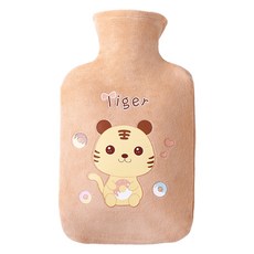 라이프팝 캐릭터 극세사 보냉 보온 물주머니 브라운타이거 1000ml, 1개