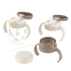 Richell 利其爾 幼兒用TLI Step Up吸管杯組 SD 200ml, 1個, 巧克力棕色