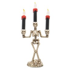 STUPID LED復古骷髏3頭裝飾燭臺, 白色, 1個