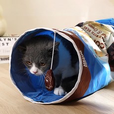 貓之夢 貓咪流蘇彈簧隧道玩具 00145, 咖啡豆, 1個