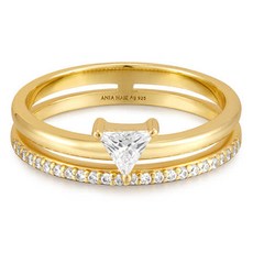 아니아하이에 여성용 더블 화이트 트라이앵글 925 실버 반지 R059-04 + 쇼핑백