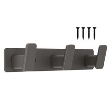 철물대장 벽옷걸이 벽면 후크 스퀘어 3구 판옷걸이, 다크그레이, 1개